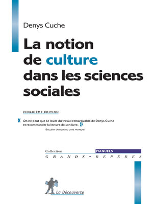 cover image of La notion de culture dans les sciences sociales